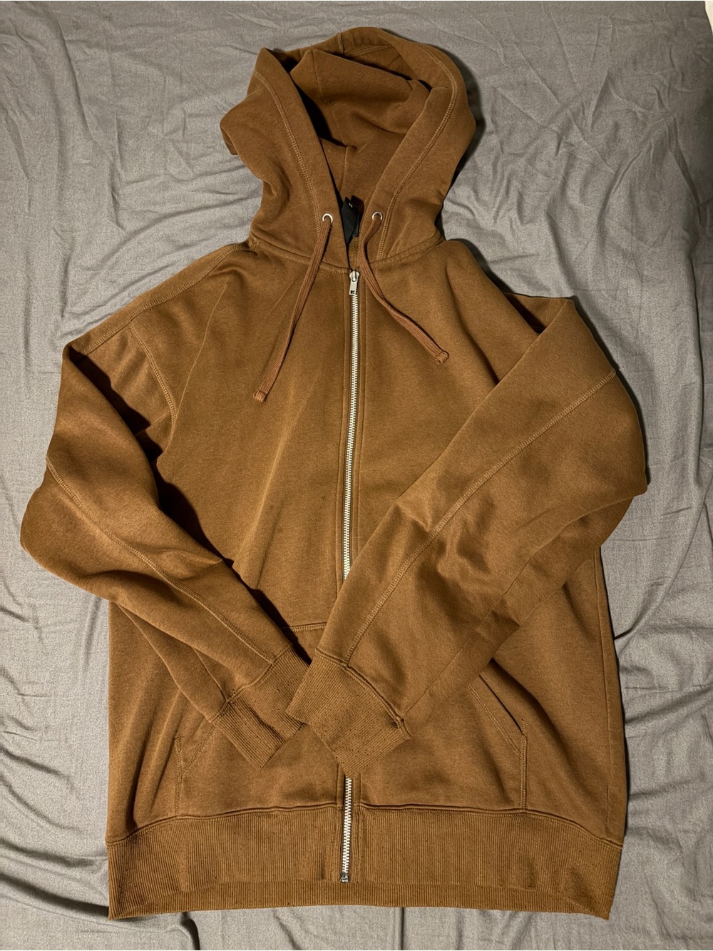 H&M Men's Zip-Up Hoodie in Warm Brown
